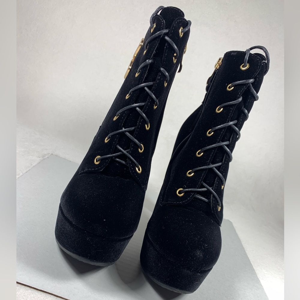 NEW ForeMode Women’s Round Toe Lace up Ankle Buckle Heel Platform Boot Size 8.5 - Picture 4 of 10